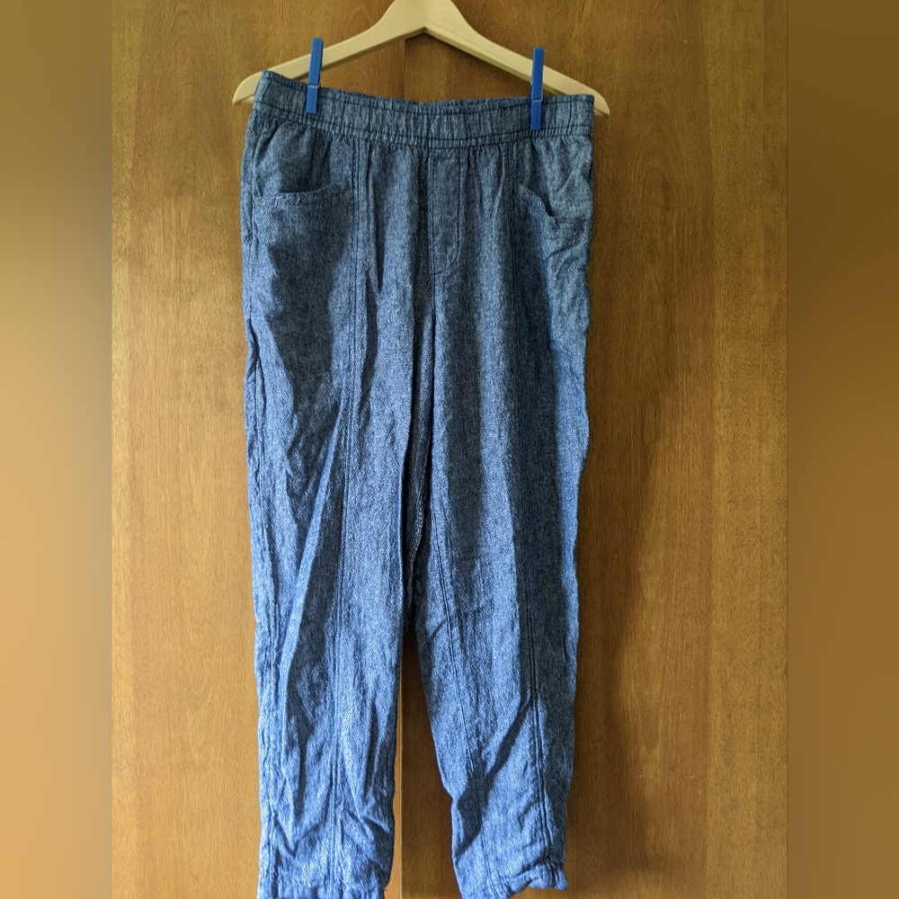 Old Navy chambray blue linen blend pants, medium